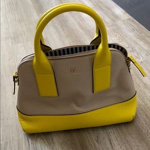 Kate Spade Beige/ Yellow Satchel Handbag